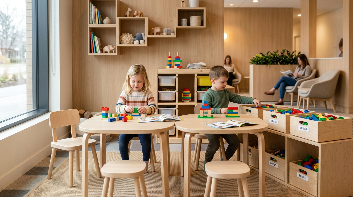 Packs y cajas organizadoras de sets LEGO, guías de montaje e instrucciones para ludotecas y salas de espera